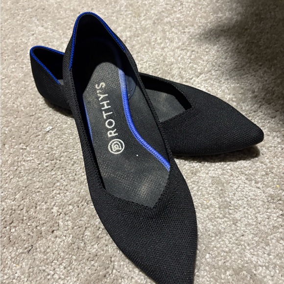 Rothy's Women's Flats in Black with Blue Trim - Picture 2 of 5